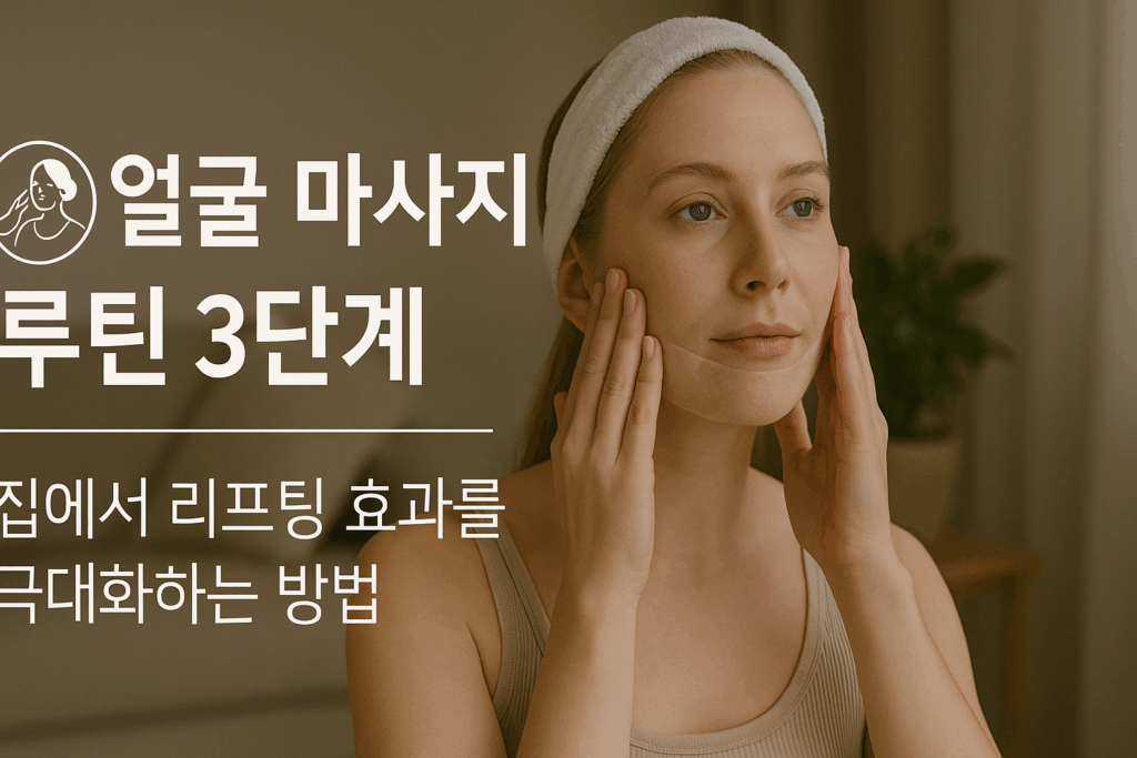 얼굴 마사지 를 집에서 하는 여인