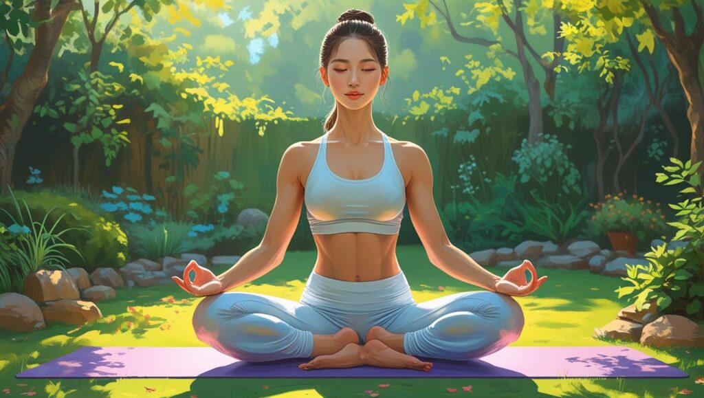 생리 전 증후군을 요가로 다스리는 여성