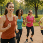 에어로빅 댄스 효과로 건강한 신체와 밝고 명랑한 성품을 유지하는 여성들