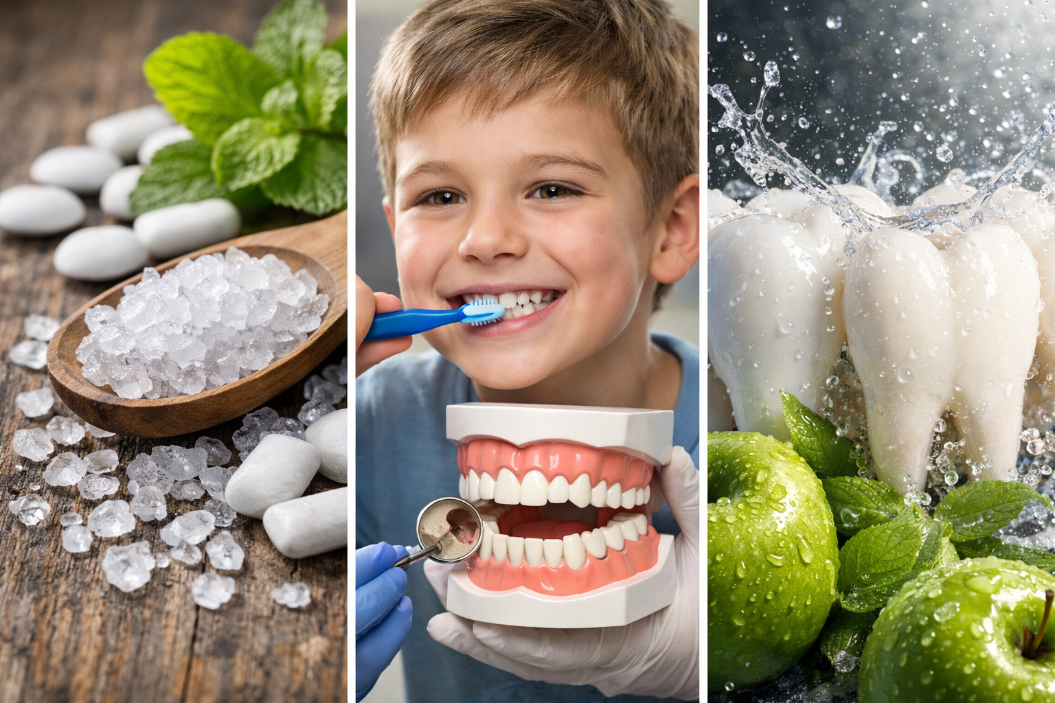 자이리톨이 충치에 어떤 영향을 주는지에 대한 상징적인 이미지