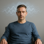 최면 상태에서 집중과 이완이 동시에 이루어지는 뇌파 변화를 시각적으로 표현한 이미지