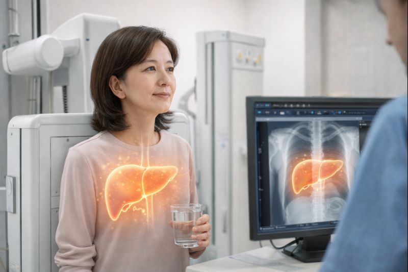 B형 간염에 대해 설명을 듣고 관리 방법을 이해하는 성인의 모습