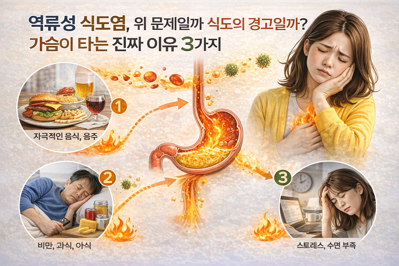 역류성 식도염이 미치는 영향을 나타내는 이미지